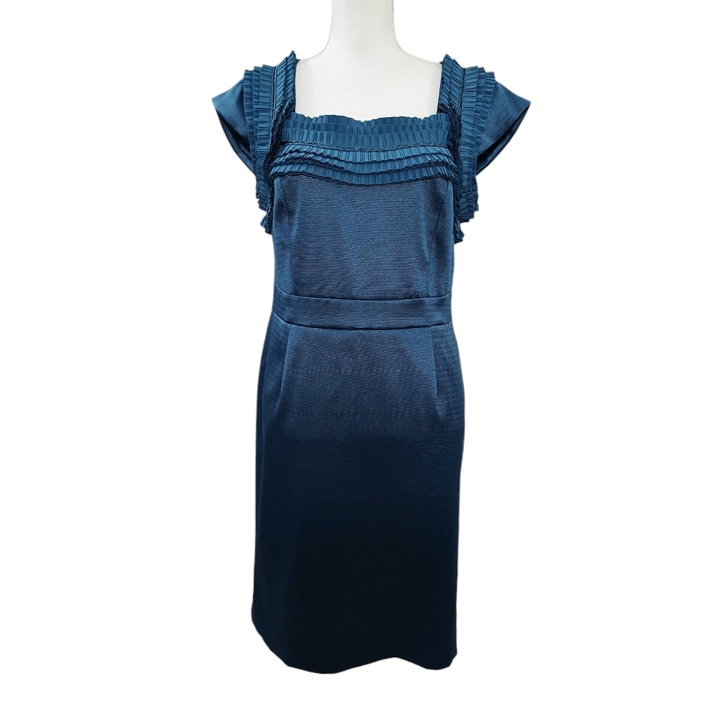 Reiss cobalt blue Lou pleated ruffle dress 10